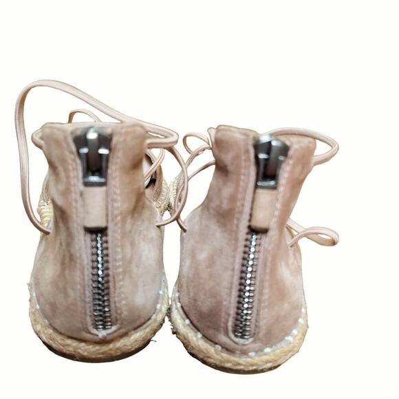 Eileen Fisher Flat Elastic Zip Back Espadrille Sandals Tan Nubuck Women Size 6.5 - Picture 3 of 8